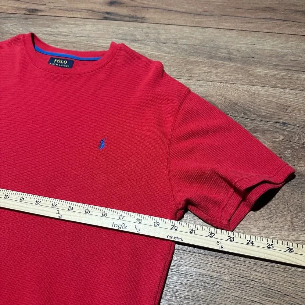Polo Ralph Lauren Red Waffle Knit Thermal‎ T-Shirt Mens Large